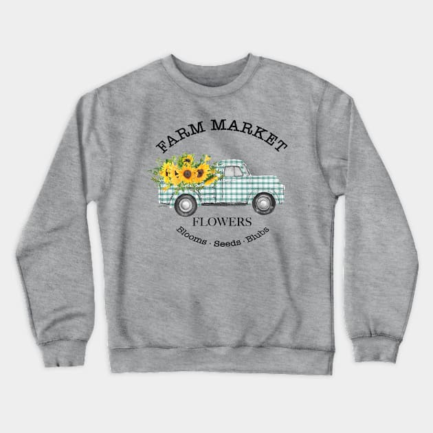 Farm Market Sunflowers A2 Crewneck Sweatshirt by Jean Plout Designs